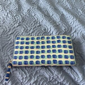 Kate Spade Blue and Cream Checkered Wallet